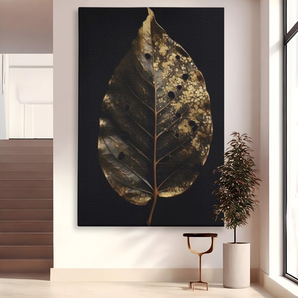 Tablou canvas cu tablou canvas cu frunza uscata, fara rama, pe sasiu de lemn